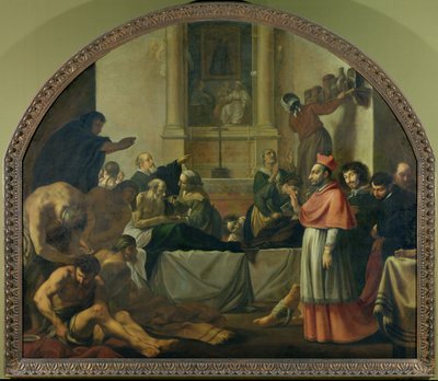 San Carlo Borromeo (1538-84) visita le vittime della peste a Milano nel 1576 da Karel Škréta